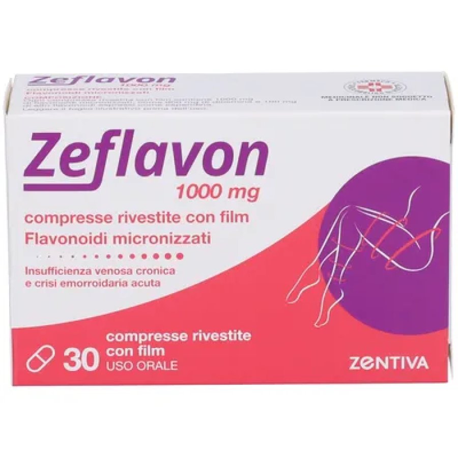 Zeflavon 1000mg Flavonoidi micronizzati per Insufficienza Venosa e Crisi Emorroidaria, 30 Compresse