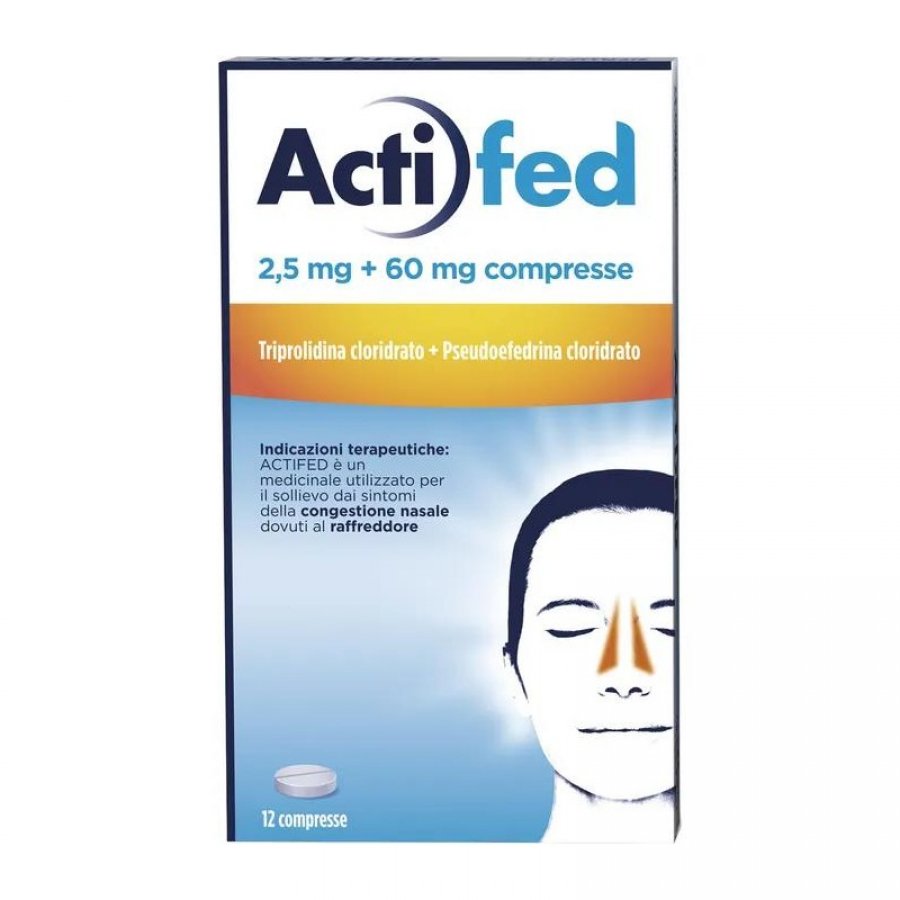 Actifed 12 Compresse 2,5 mg + 60 mg - Decongestionante per il Raffreddore