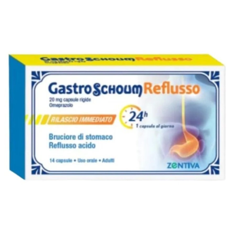 Zentiva GastroSchoum Reflusso 14 Capsule – Trattamento Bruciore di Stomaco con Omeprazolo