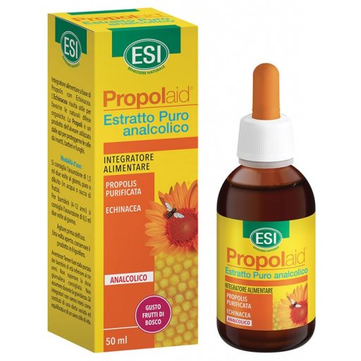 ESI Propolaid Estratto Puro Analcolico di Propoli e Echinacea, 50ml – Integratore per Gola e Naso, Difese Immunitarie, Gusto Frutti di Bosco