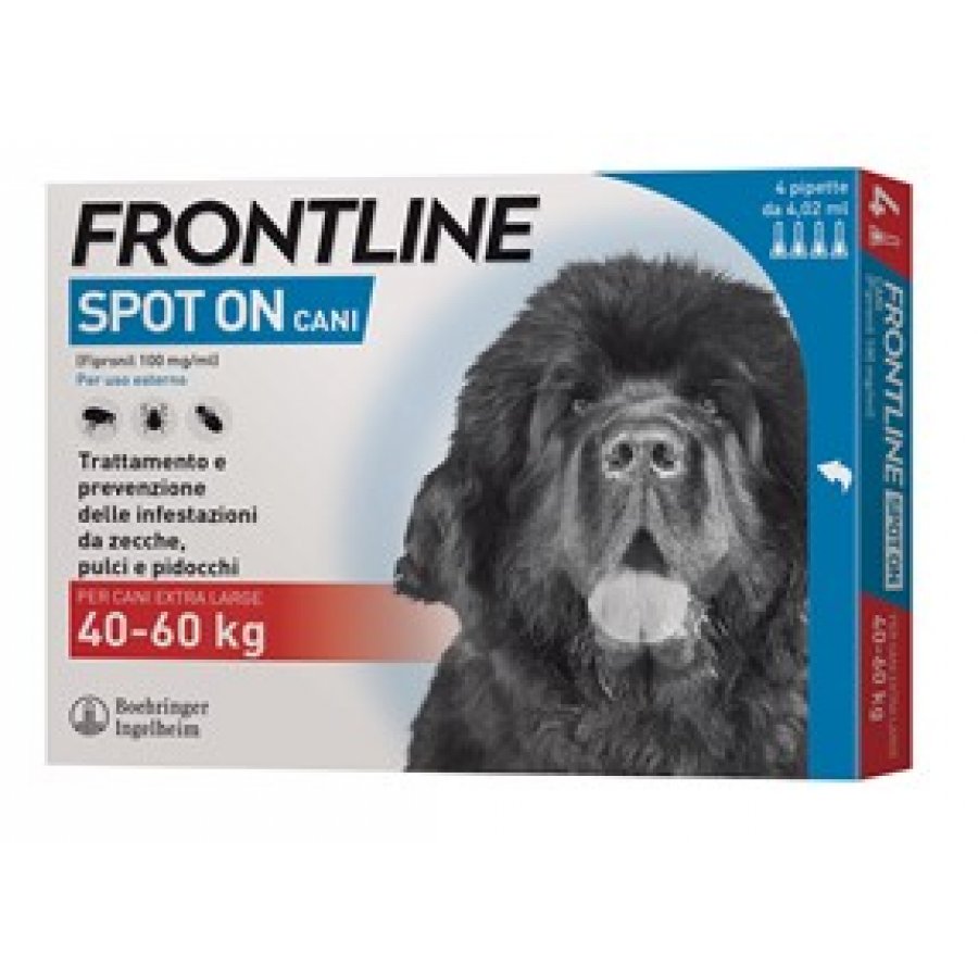 Frontline Spot On Cani 4 Pipette da 4,02ml 40-60kg - Antiparassitario per Cani di Taglia Extra Grande
