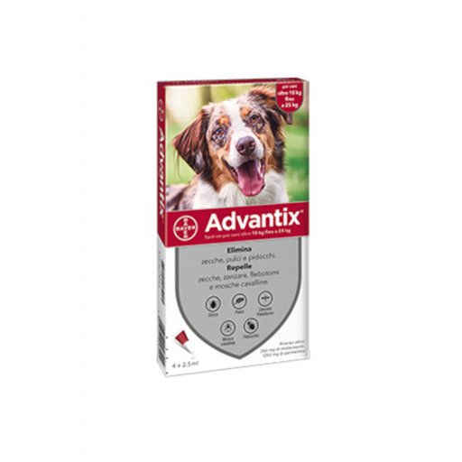 Advantix Spot On Soluzione Antiparassitaria per Cani da 10 a 25 Kg - Marca XYZ - 6 Pipette da 2,5 ml 