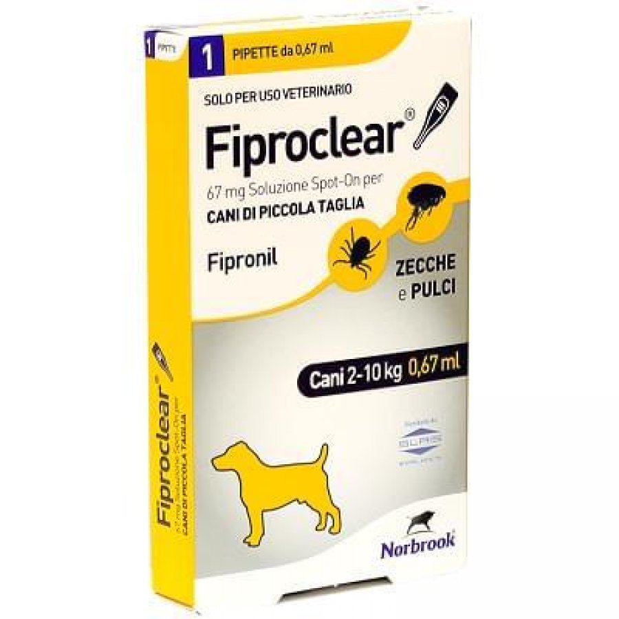 Fiproclear Spot-On Antiparassitario per Cani - Protezione Efficace - 1 Pipetta 0,67ml, 67mg - Cani 2-10kg