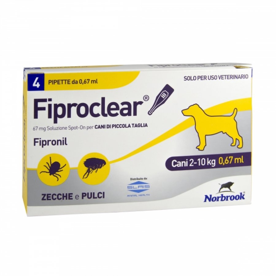 Fiproclear Spot-On per Cani - Antiparassitario Efficace - 4 Pipette 0,67ml, 67mg