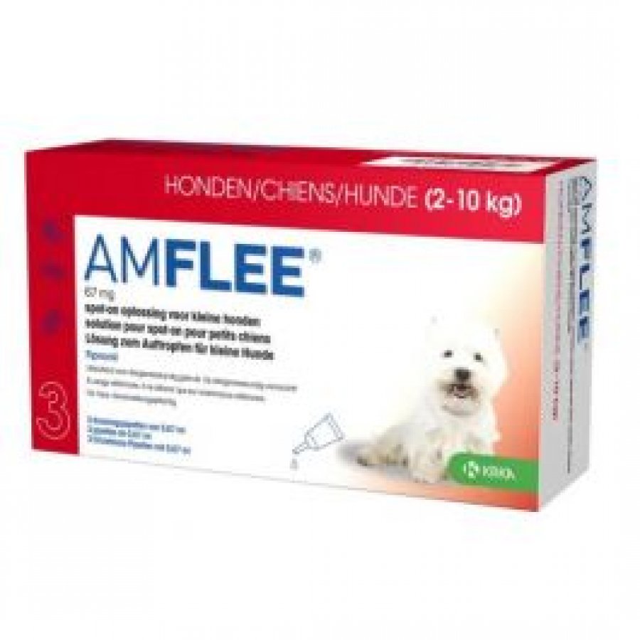 Amflee Combo Spot-On Soluzione per Cani 3 Pipette da 0,67ml 2-10kg - Antiparassitario per Cani, Pulci e Zecche