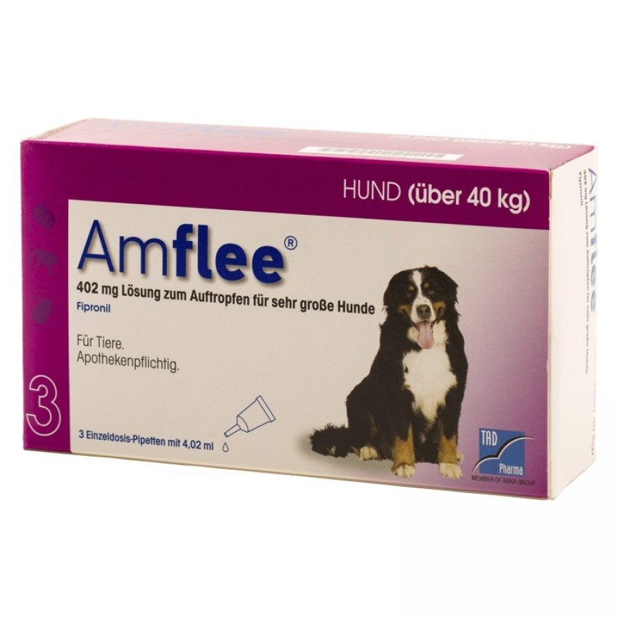Amflee Spot-On Soluzione per Cani 3 Pipette da 4,02ml - Antiparassitario per Cani Oltre i 40kg