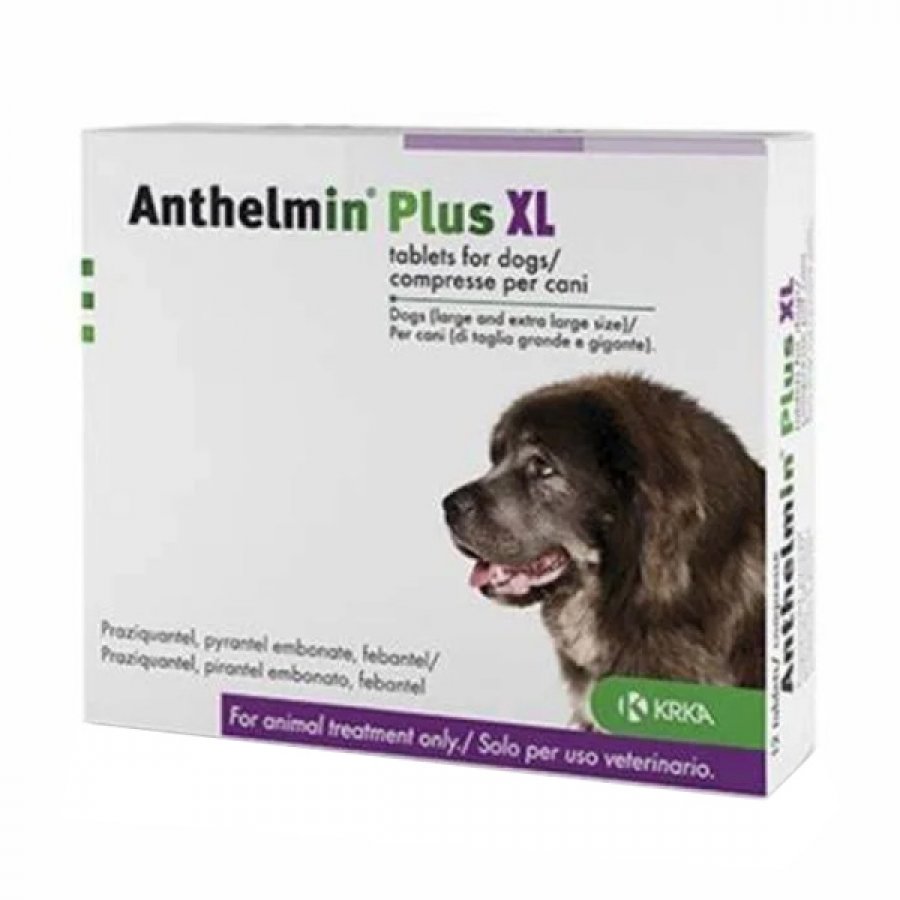 Anthelmin Plus XL - 2 Compresse Rivestite per Cani Adulti, Trattamento Infestazioni Miste