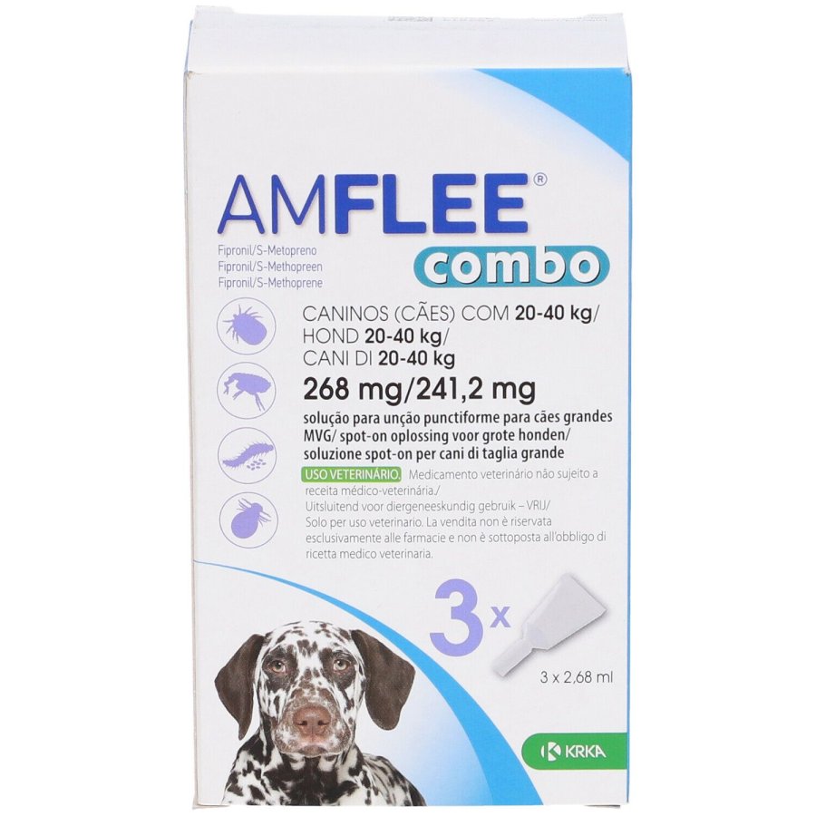 Amflee Combo 3 pipette spot-on da 2,68 ml per cani 20–40 kg.