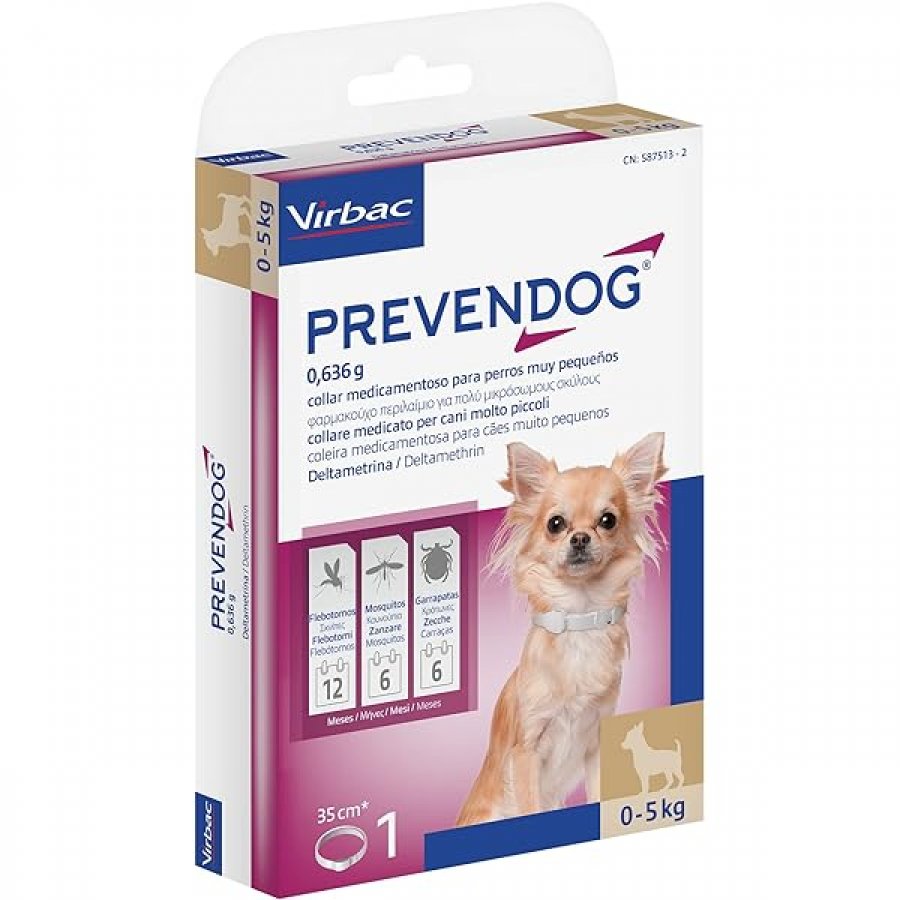 Prevendog Collare Medicato Antiparassitario 35cm per Cani Piccoli Fino a 5Kg - Protezione Efficace contro Pulci e Zecche