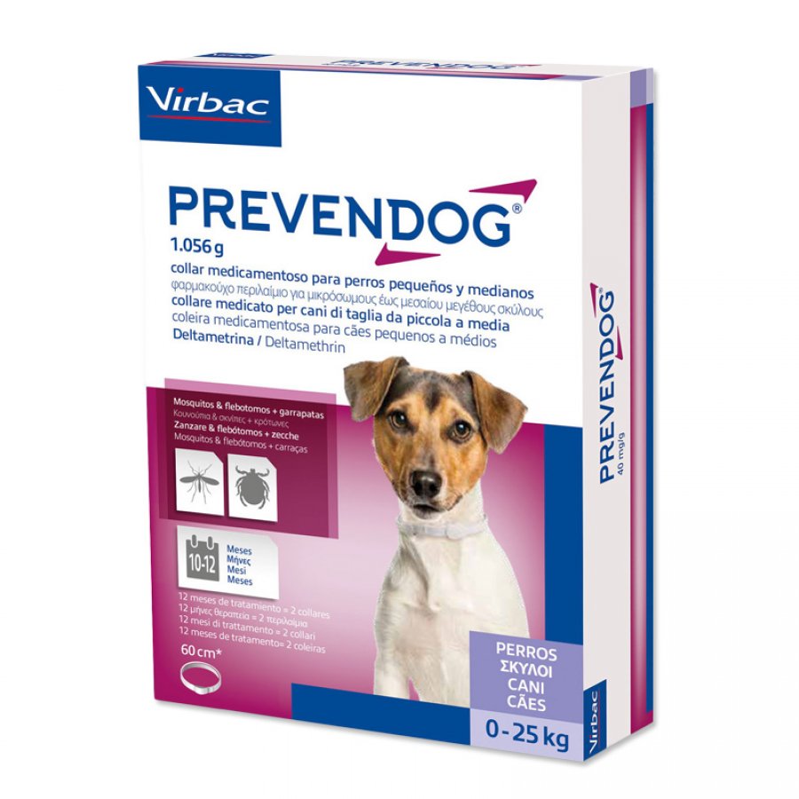 Prevendog Collare Medicato Antiparassitario 60cm per Cani Medi Fino a 25Kg - Protezione Duratura da Pulci e Zecche