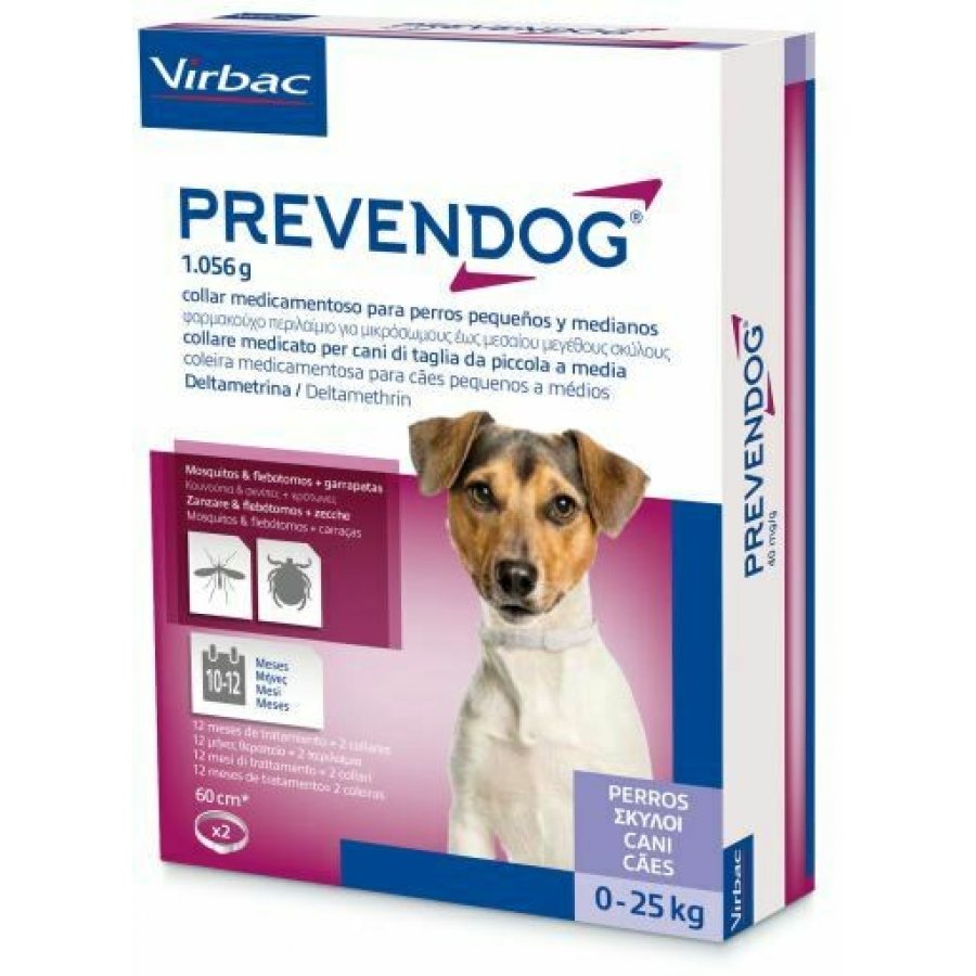 Prevendog Collare Medicato Antiparassitario 60cm per Cani Medi Fino a 25Kg - Protezione Duratura da Pulci e Zecche (Confezione da 2)