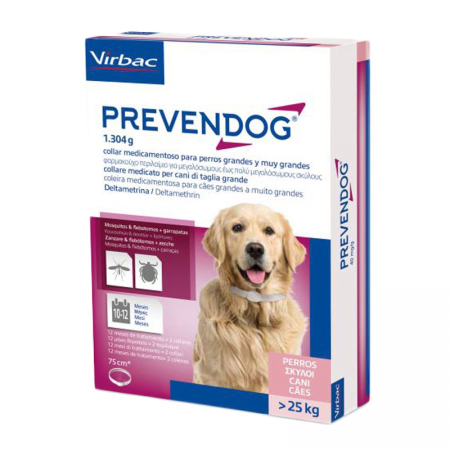Prevendog Collare Medicato Antiparassitario 75cm per Cani Grandi Oltre 25Kg - Protezione Efficace contro Le Pulci e Le Zecche