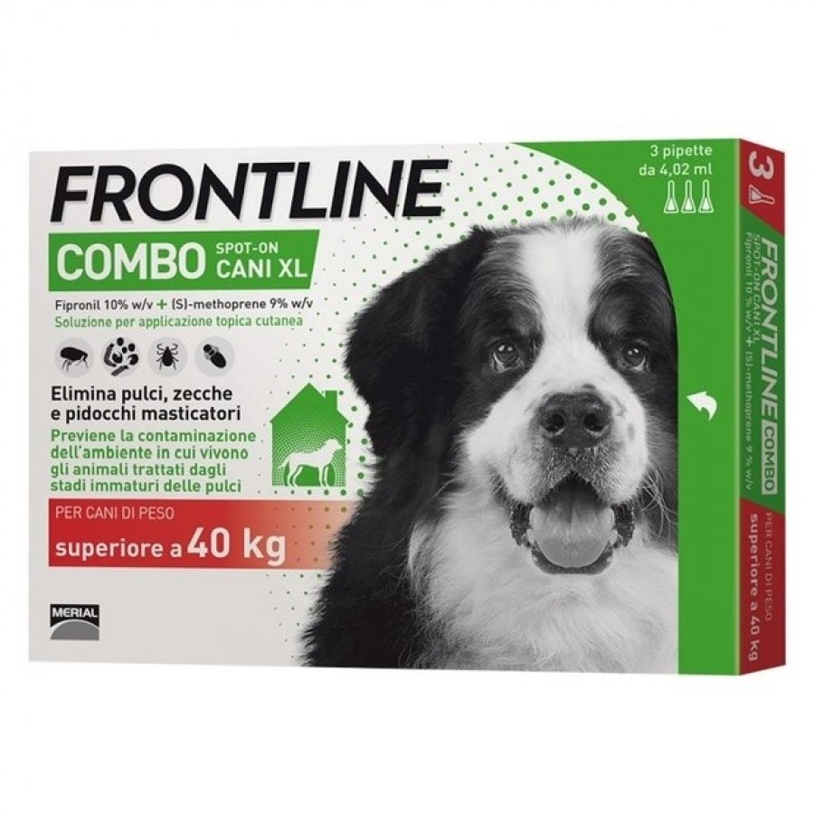 Frontline Combo Spot-On per Cani - 3 Pipette da 4,02ml, Protezione Potente per Cani di Taglia Gigante >40kg contro Zecche, Pulci e Zanzare