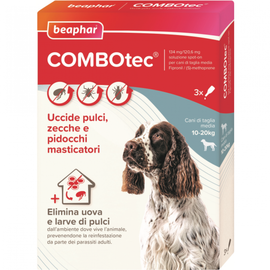 Combotec Soluzione Spot-on per Cani 3 Pipette da 1,34ml 10-20kg - Trattamento Antiparassitario per Cani di Taglia Media