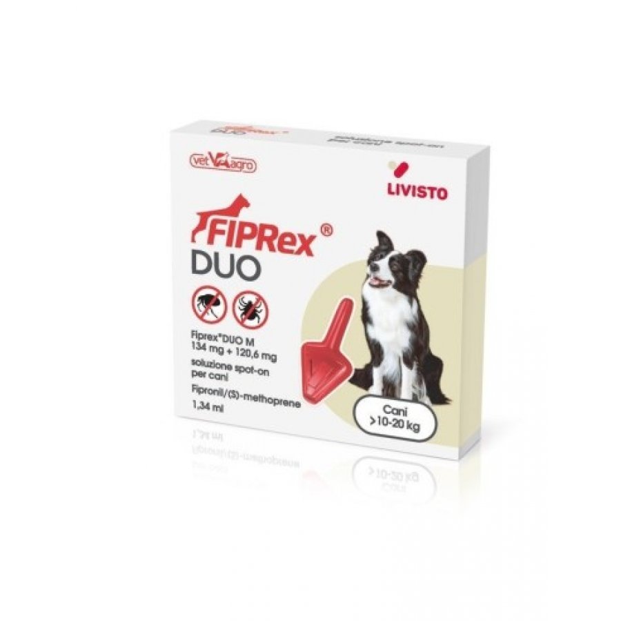 Fiprex Duo Spot-on Cani - Protezione Antiparassitaria - 1 Pipetta 1,34ml 10-20kg