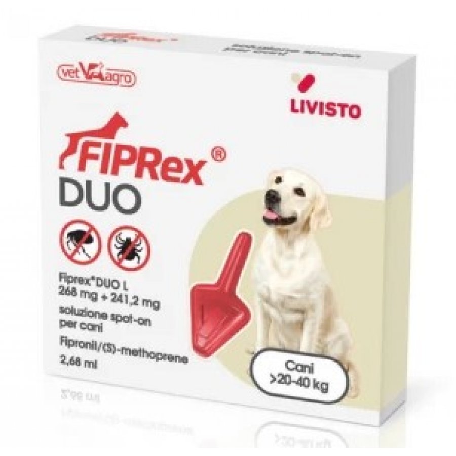 Fiprex Duo Spot-on Cani - Protezione Antiparassitaria - 1 Pipetta 2,68ml 20-40kg