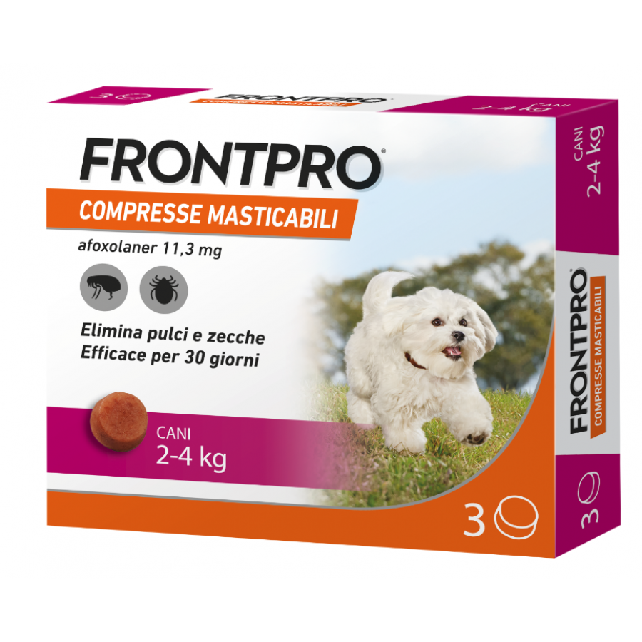 FrontPro 11 mg 3 compresse masticabili per cani 2–4 kg