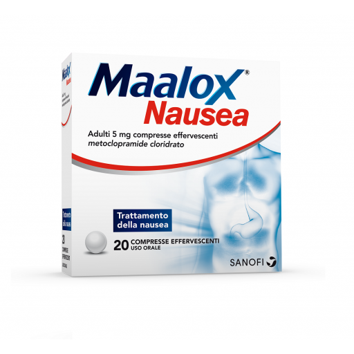 Maalox Nausea Adulti 20 Compresse Effervescenti - Rimedio per la Nausea e il Mal di Stomaco