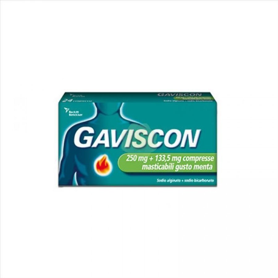 Gaviscon - 250+133,5mg 48 Compresse Gusto Menta, Integratore per il Benessere Gastrico