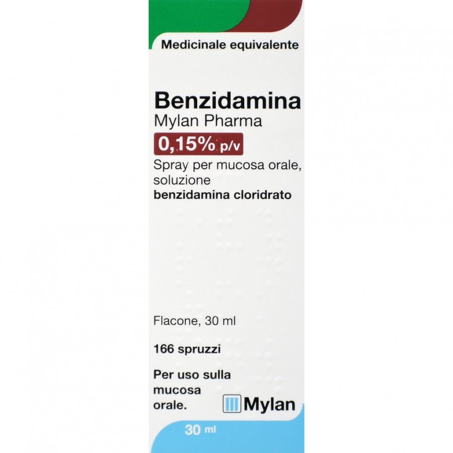 Benzidamina Mylan Pharma 0,15% Spray per Mucosa Orale Soluzione 30 ml