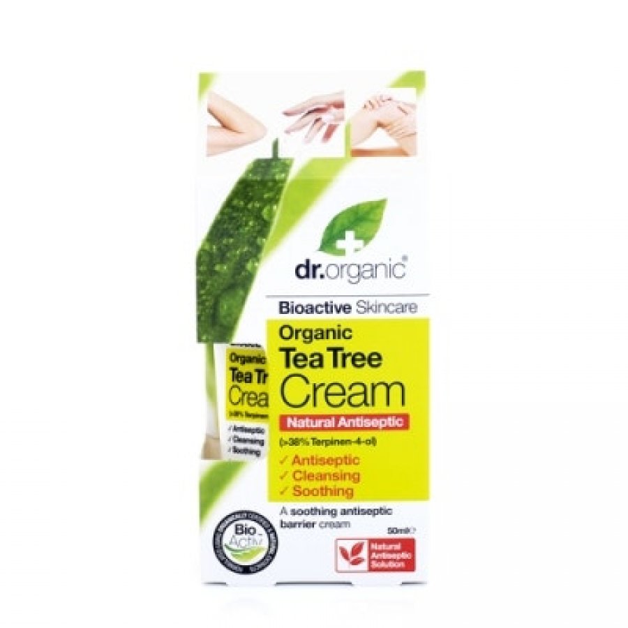 Dr. Organic - Tea Tree Crema 50 ml - Emolliente e Cicatrizzante per Pelle Irritata