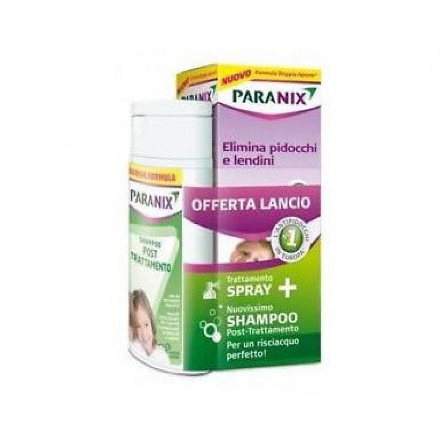 Paranix Spray 100ml + Shampoo Post Trattamento 100ml, Kit Trattamento Anti-Pidocchi