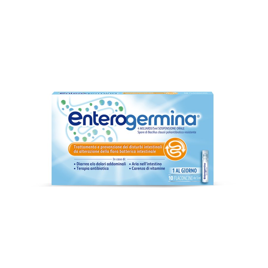 Enterogermina, 4 Miliardi/5ml Sospensione Orale, 10 Flaconcini Enterogermina, 4 Miliardi/5ml Sospensione Orale, 10 Flaconcini
