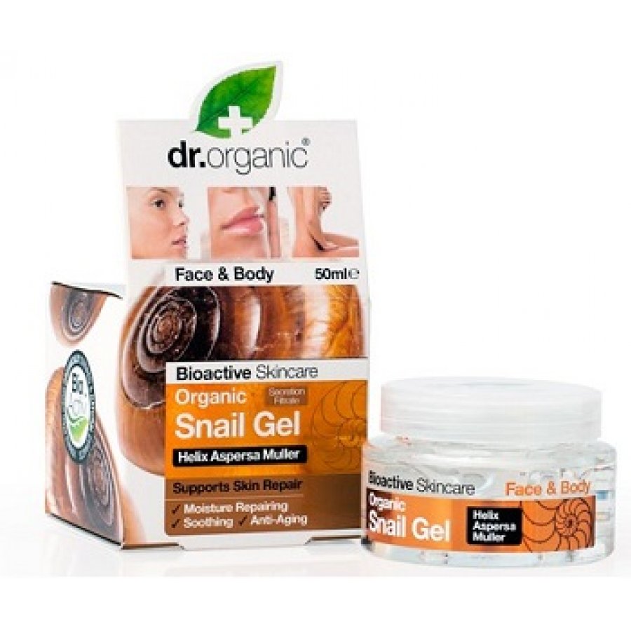 Dr Organic Snail - Gel Bava di Lumaca 50 ml - Gel Idratante, Riparatore, Lenitivo, Anti-Macchia e Anti-Invecchiamento