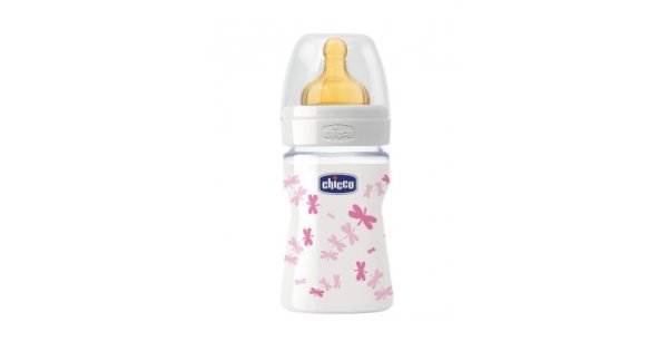 Chicco Biberon Well Being In Vetro Decorato Girl da 150 ml