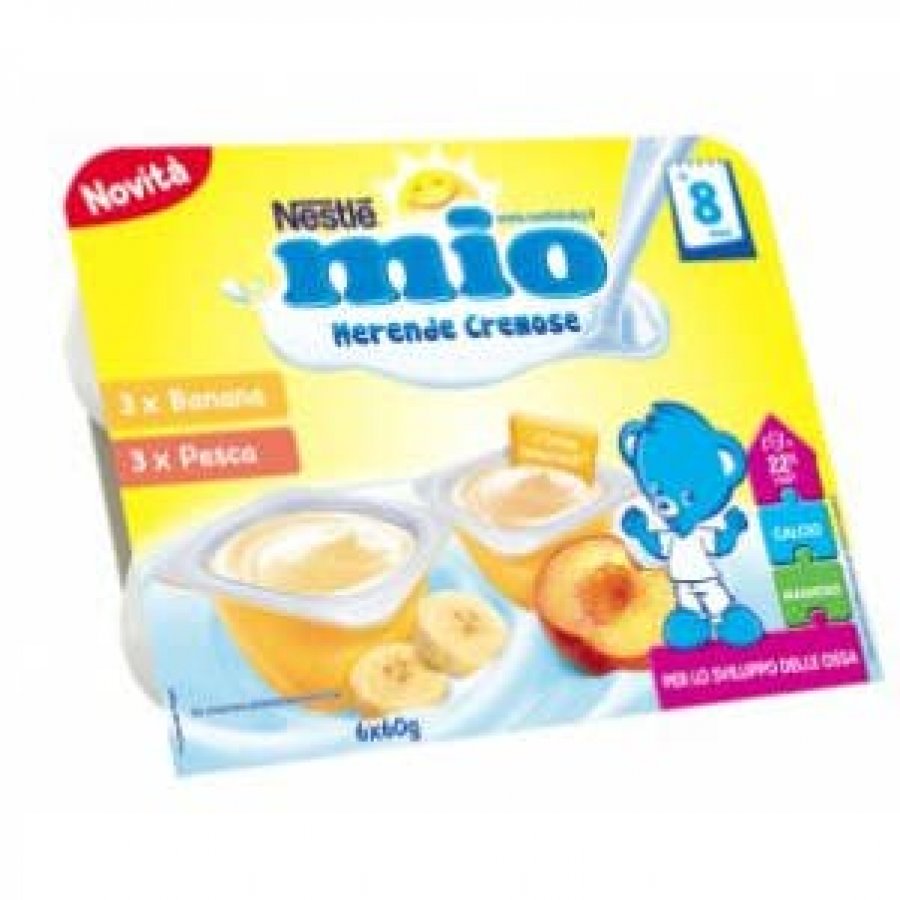 Nestlé Mio Merenda Cremosa Banana e Pesca 6x60ml - Snack Nutriente per Bambini 8 Mesi+