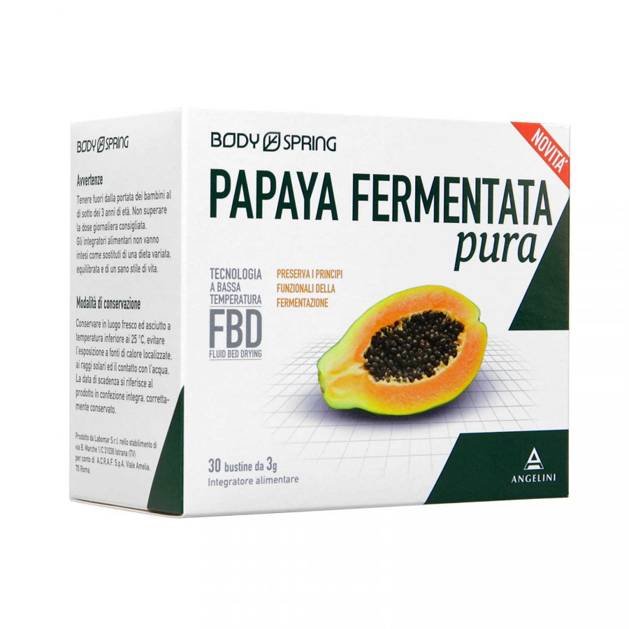 Body Spring Papaya Fermentata Pura Integratore Alimentare 30 Bustine - Digestione Naturale e Benessere Gastrointestinale