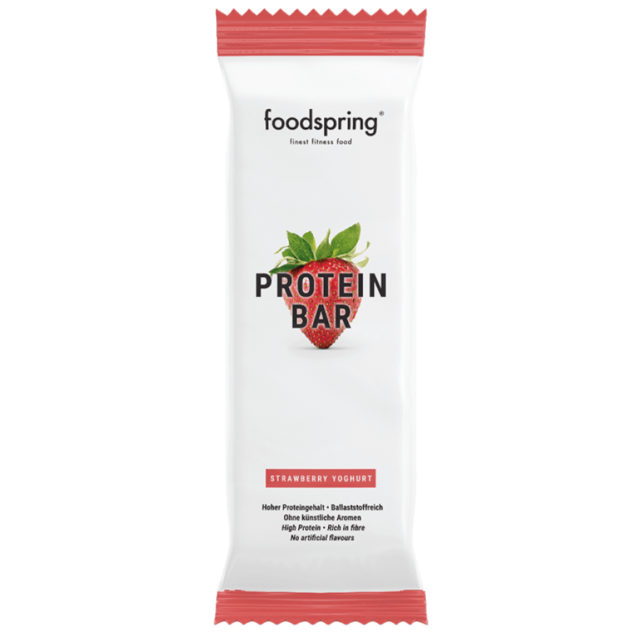 Foodspring Protein Bar 60g Gusto Yogurt Fragola - Gusta la Freschezza della Fragola in Ogni Morso