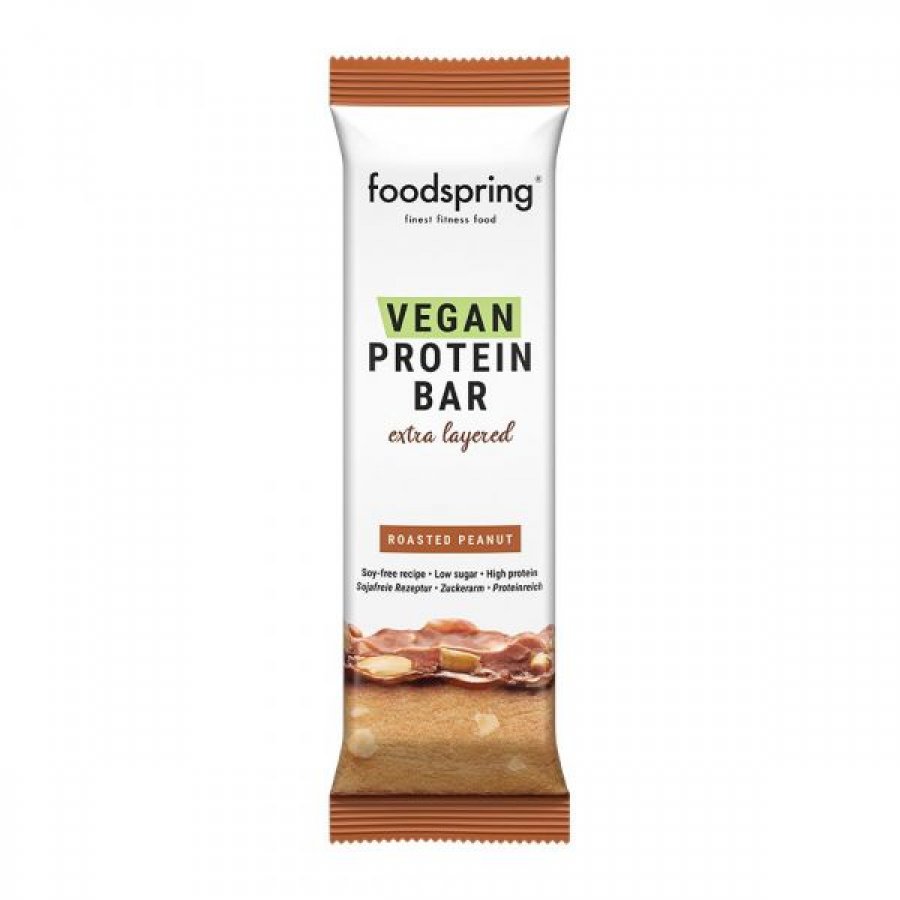 Foodspring Vegan Protein Bar Extra Layered 45g Gusto Arachidi Tostate - Delizia Proteica Multistrato Vegana