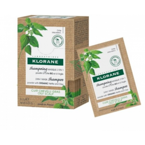 Klorane - Shampoo Maschera Capelli Grassi 2in1 8 Bustine da 3g