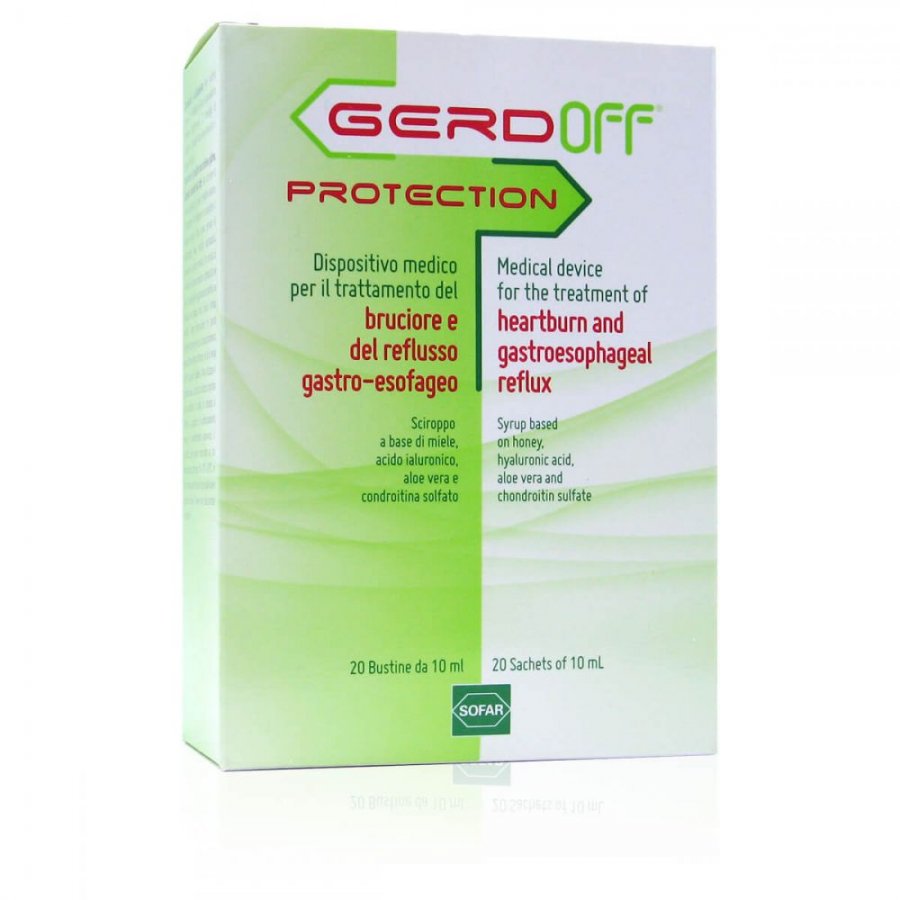 Sofar Gerdoff Protection, 20 Bustine da 10ml – Reflusso Gastro-Esofageo, Bruciore e Tosse, Protezione Mucosa