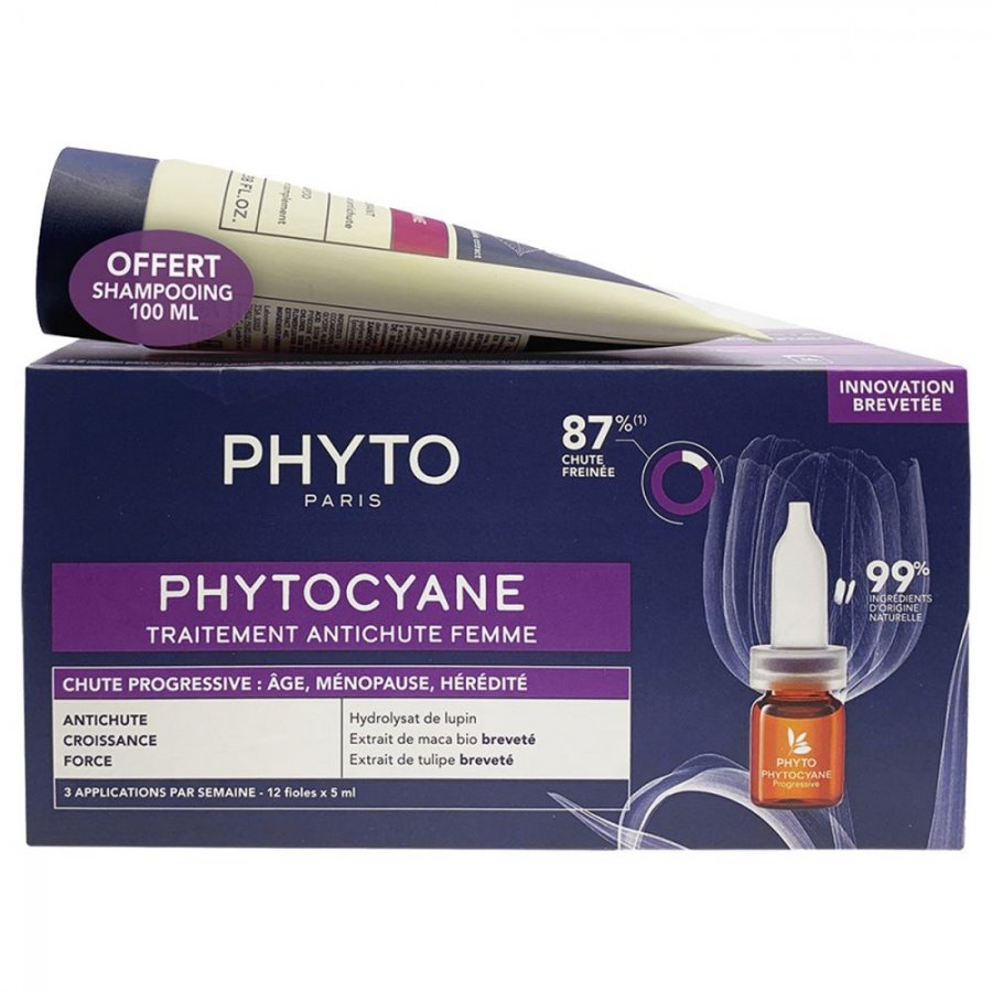 Phyto Phytocyane Set Anti-Caduta Progressiva per Capelli Femminili - Fiale + Shampoo