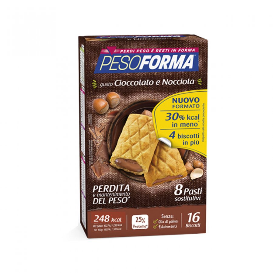 Pesoforma - Biscotto Cioccolata Nocciola 16 Pezzi 33g