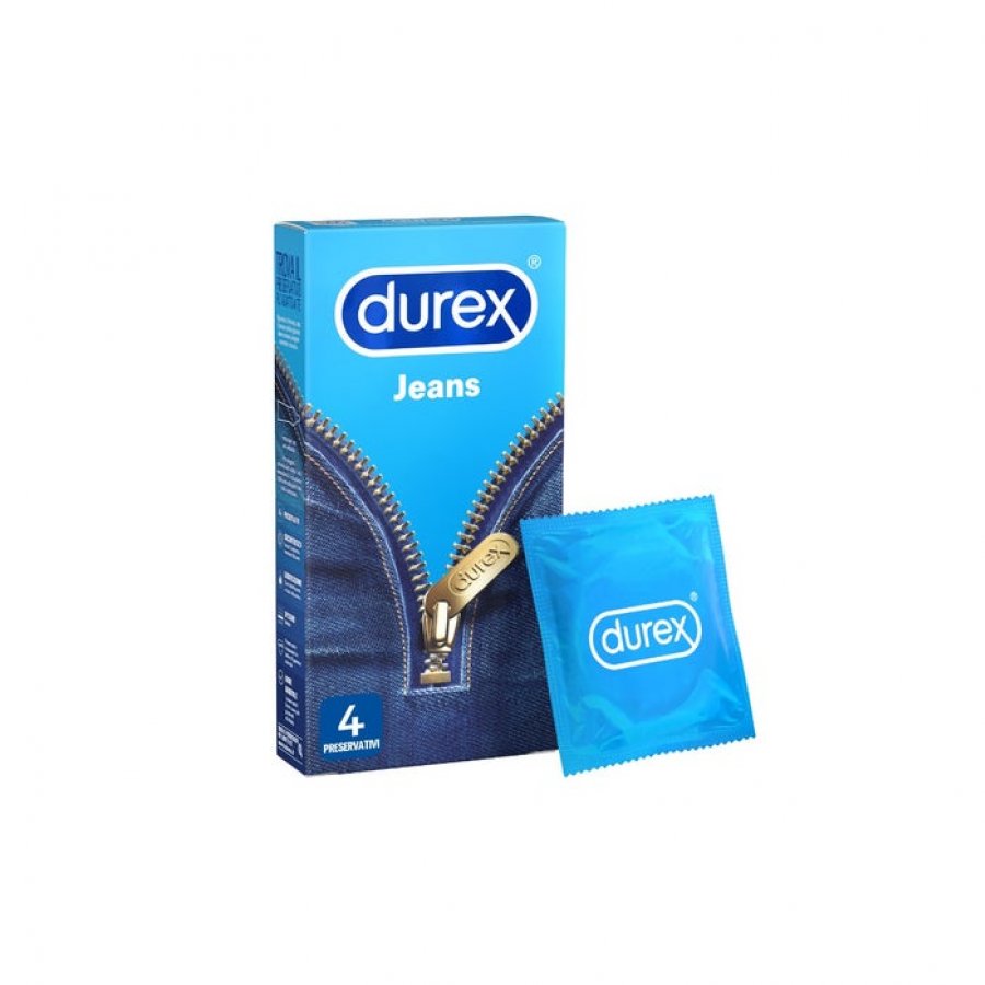 Durex - Jeans Easy On Profilattico 4 Pezzi per un'Intimità Protetta e Confortevole