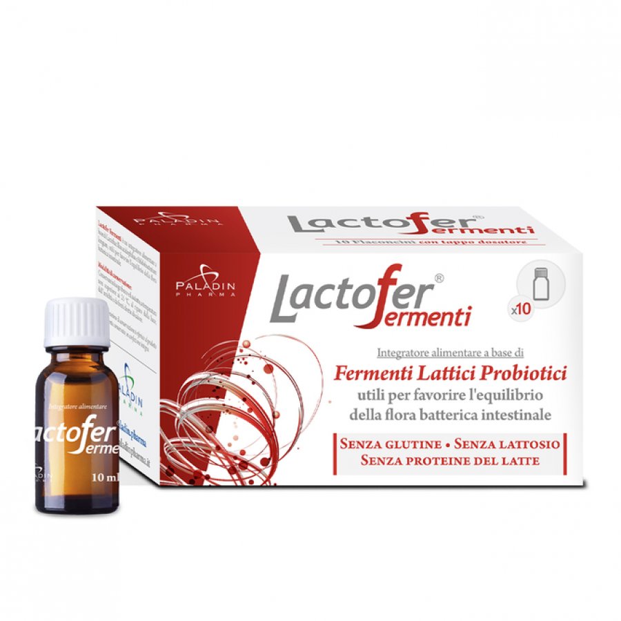 Loctofer Fermenti - 10 Fiale da 10 ml - Integratore Alimentare per il Dismicrobismo Intestinale 
