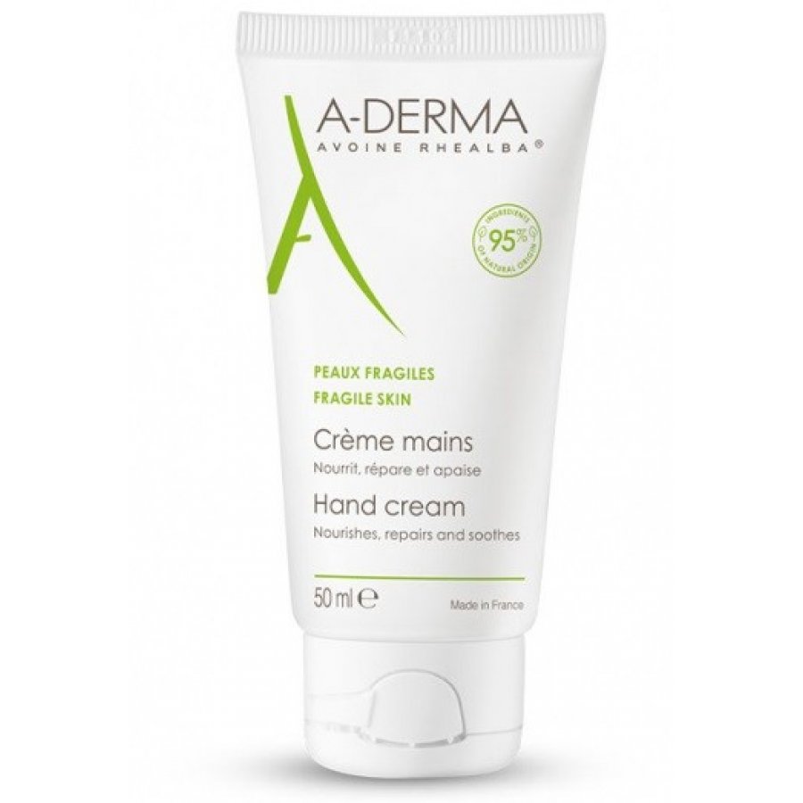 A-Derma - Crema Mani Nuova Formula 50 ml - Idratazione Profonda per Mani Morbide e Protette