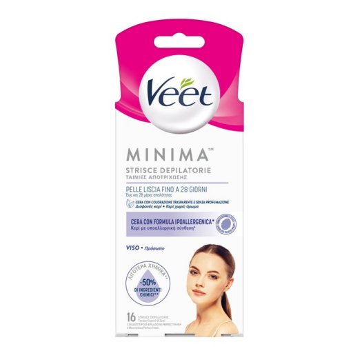 Veet - Minima 16 Strisce Depilatorie Viso - Depilazione Delicata e Precisa