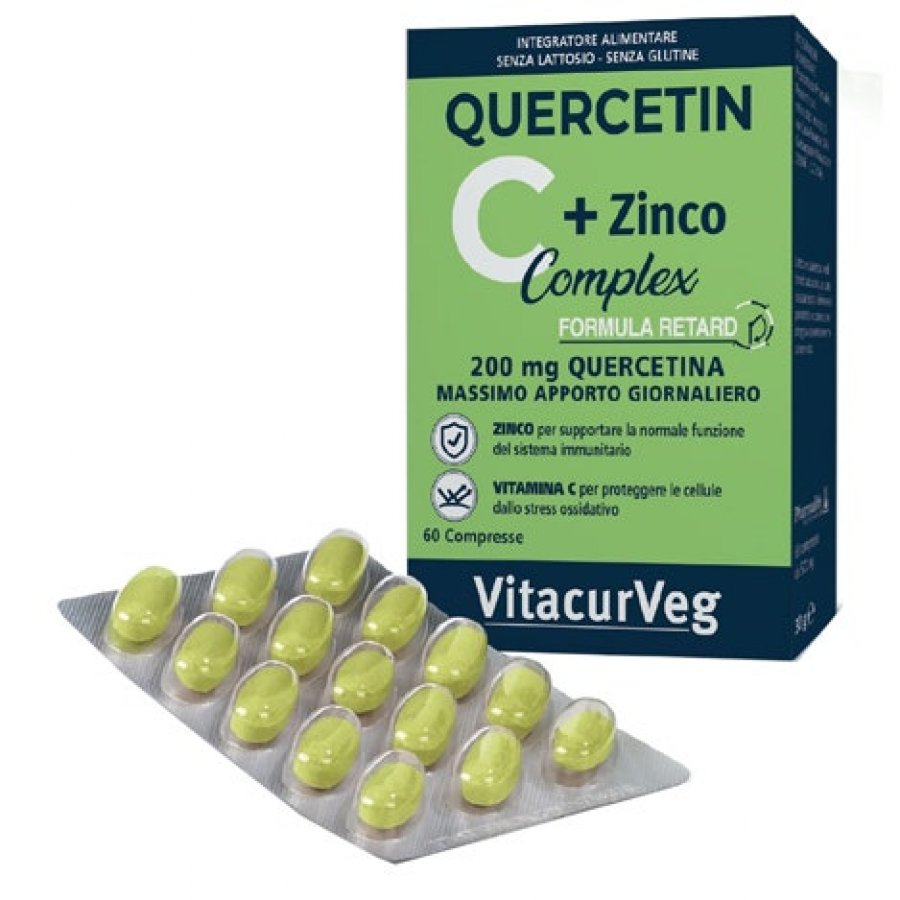 Quercetin C Complex 60 Compresse - Integratore Alimentare Quercetina, Vitamina C, Zinco - Sistema Immunitario e Antiossidante