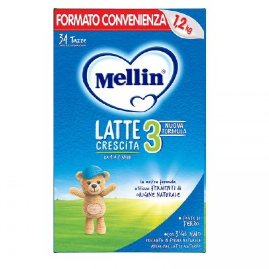 Mellin 3 Crescita Polvere 1200g - Latte di Crescita per Bambini