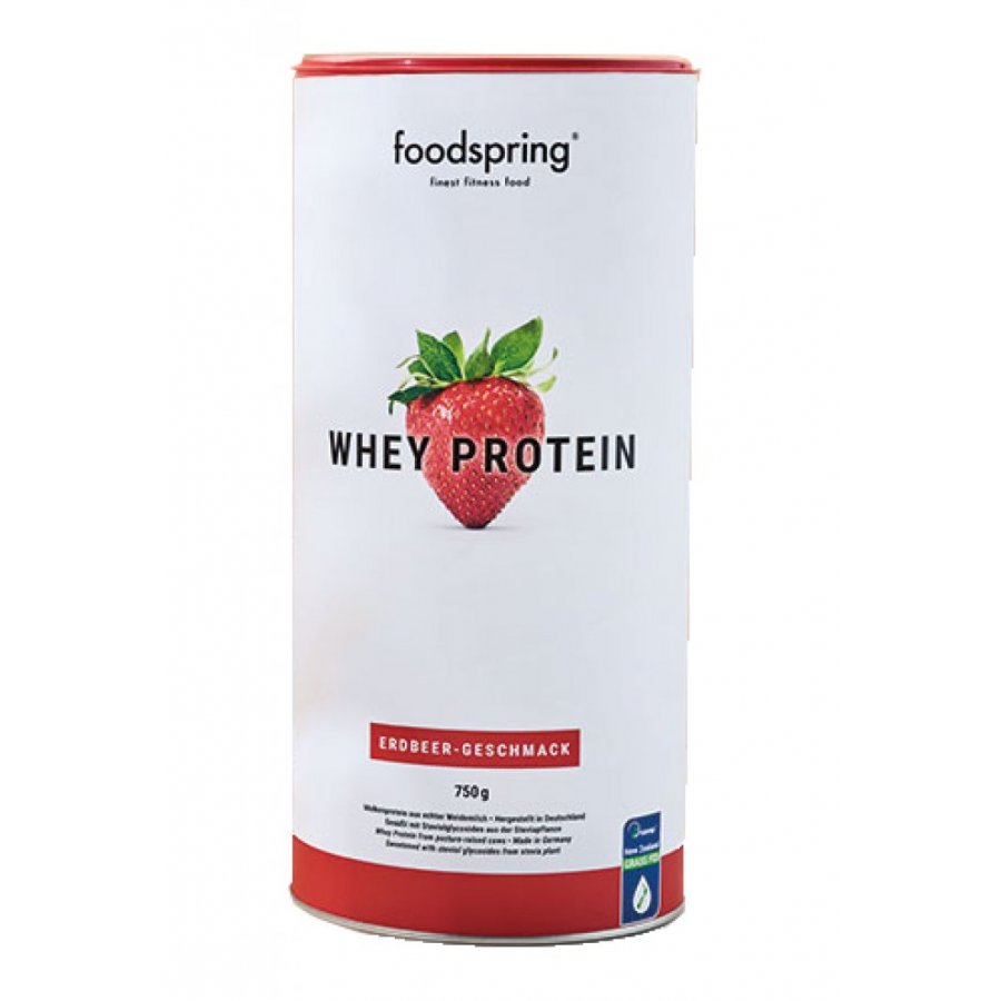 Foodspring Whey Protein Fragola 750g - Proteine per lo Sviluppo Muscolare e Gusto Eccezionale