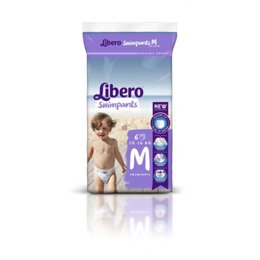 Libero Swimpants Pannolini Baby Taglia M - Confezione da 6 Pezzi - Pannolino a Mutandina per Mare/Piscina 10-16kg