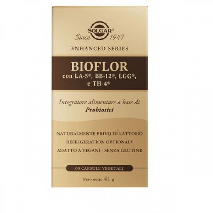 Solgar - Bioflor 60 Capsule Vegetali - Integratore Probiotico per il Benessere dell'Intestino