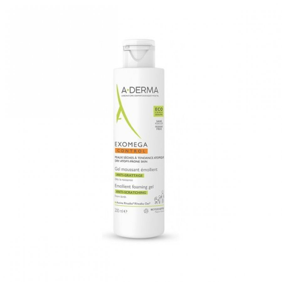 A-Derma Exomega Control - Gel Detergente Emolliente 200 ml - Cura della Pelle per Idratazione e Lenimento