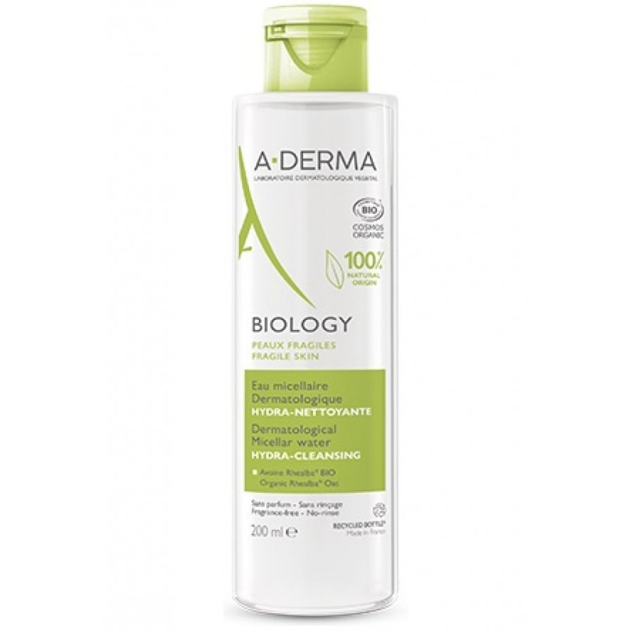 A-Derma Biology Acqua Micellare Dermatologica Idra-Detergente 200ml - Idratante per una Pelle Sana