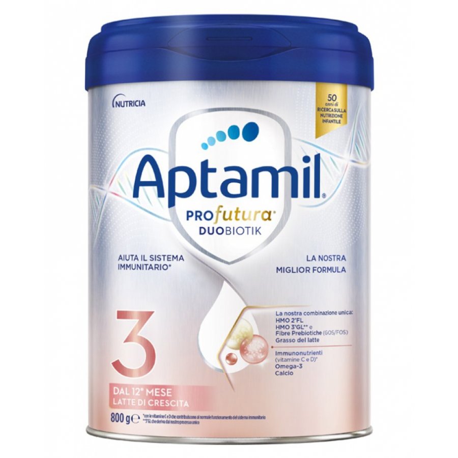 Nutricia Aptamil PROfutura Duobotik Latte 3 Crescita Per Bambini 12+ Mese 800g - Vitamine C e D per il Sistema Immunitario