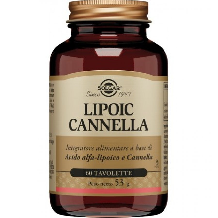 Solgar - Lipoic Cannella 60 Tavolette - Integratore con Acido Alfa Lipoico e Cannella